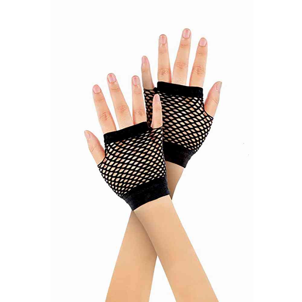 Banned - Courtney Fishnet Fingerless Fingerlose Handschuhe - Schwarz